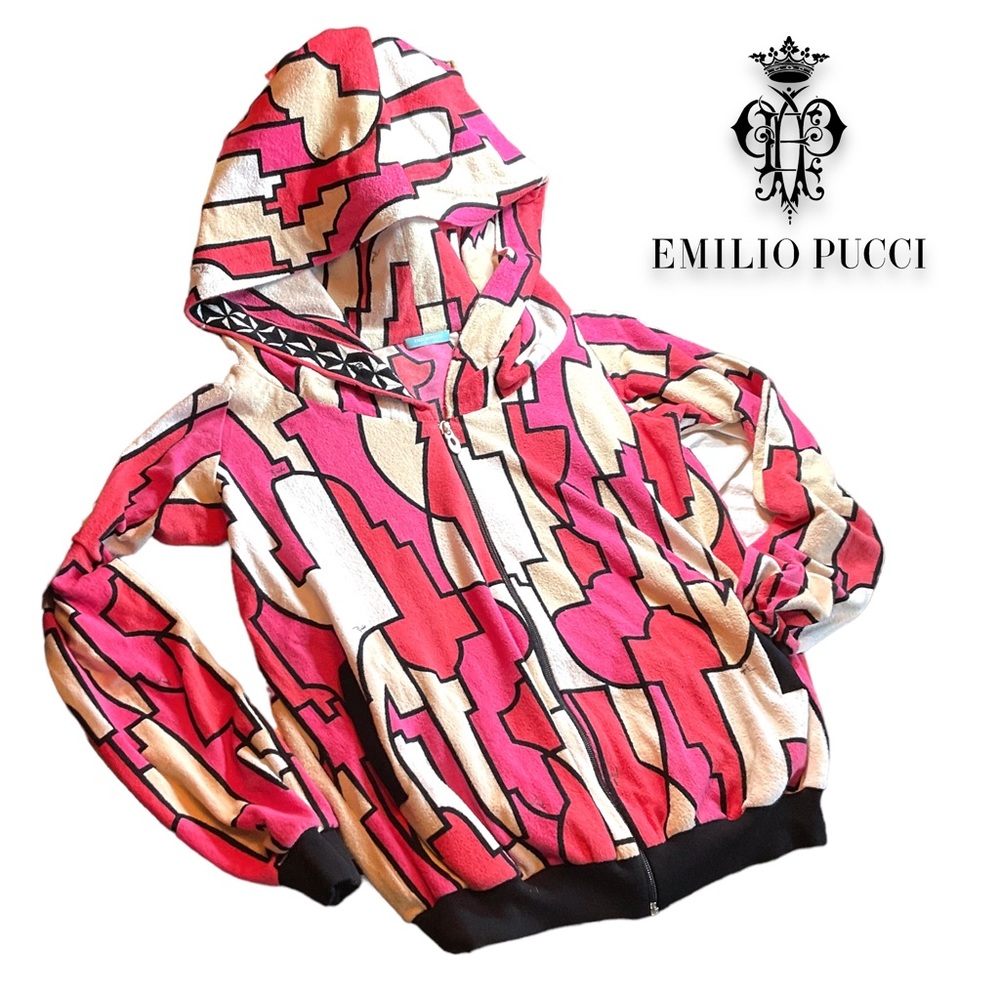 EMILIO PUCCI | Terrycloth Hooded Sweatshirt | Made in Italy | Sz 36 US 6 $625